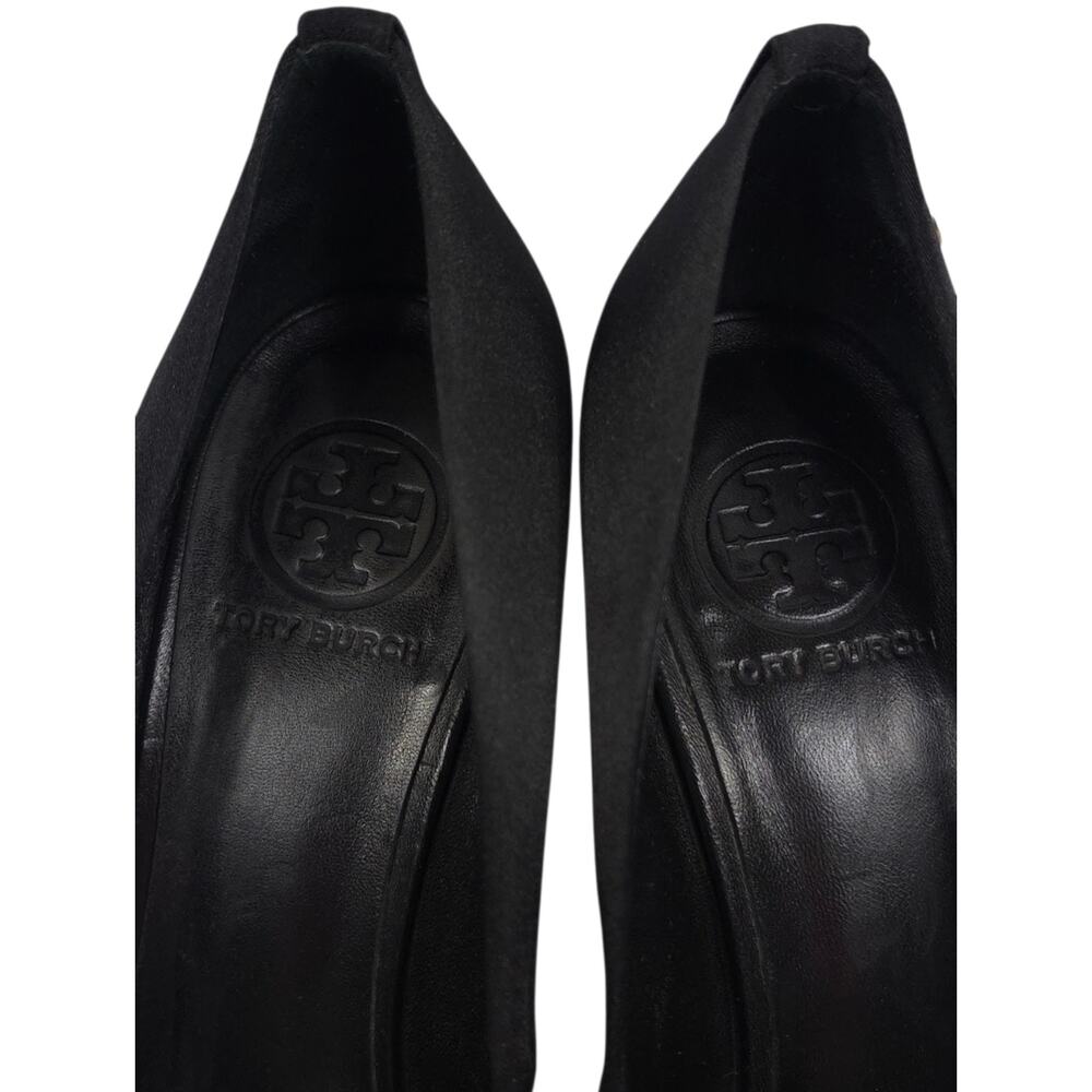 Tory Burch Satin Heels Black Pointed Toe Pumps - Picture 6 of 14